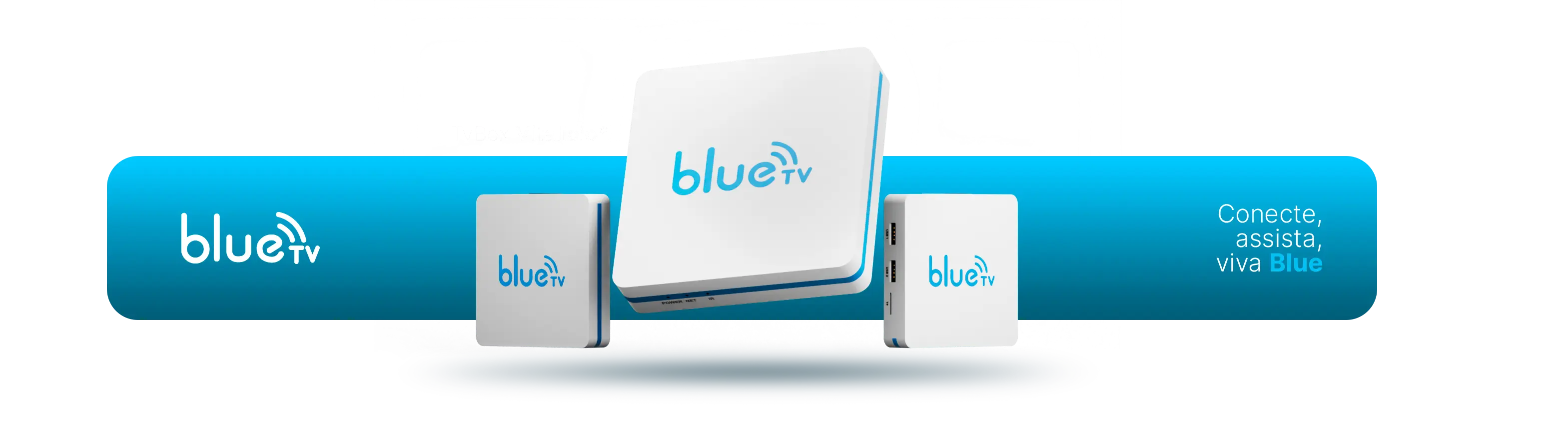 3 blue tv boxes